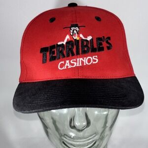 Vintage Y2K Terribles Casinos Red Cotton‎ Baseball Cap SnapBack Hat Embroidered